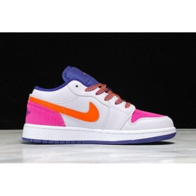 Nike Bayan Air Jordan 1 Low Gs Pembe / Lacivert / Turuncu Basketbol Ayakkabısı Türkiye - KQ0JU145